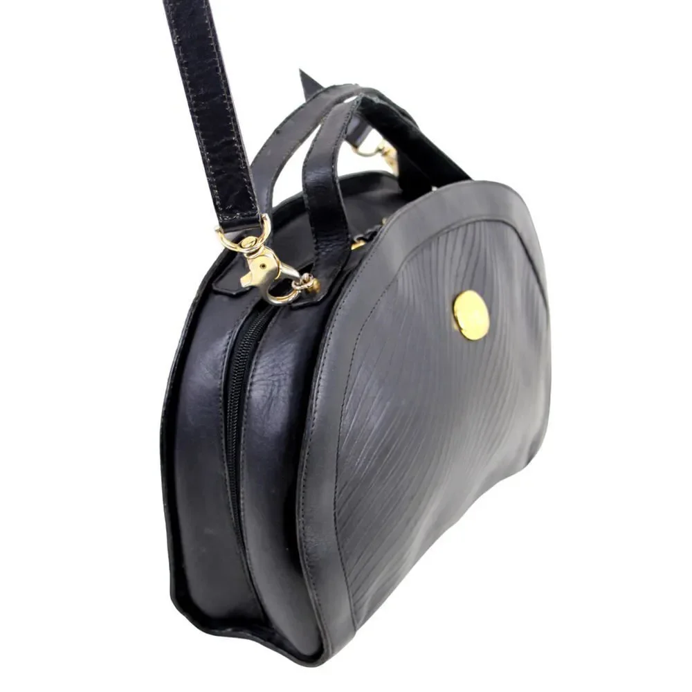 AUTHENTIC Mark Cross ITALY BLACK GENUINE LEATHER SHOULDER BAG X-BODY HANDBAG